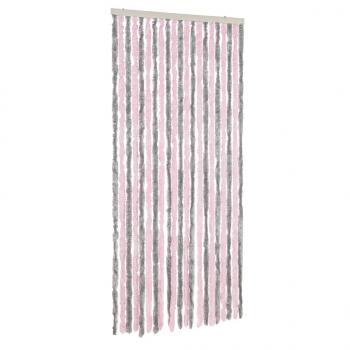 ARDEBO.de - Fliegenvorhang Silbergrau und Rosa 100x230 cm Chenille