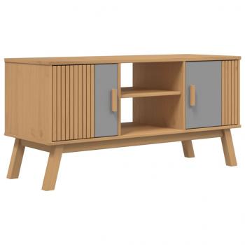 ARDEBO.de - TV-Schrank OLDEN Grau und Braun 114x43x57 cm Massivholz Kiefer