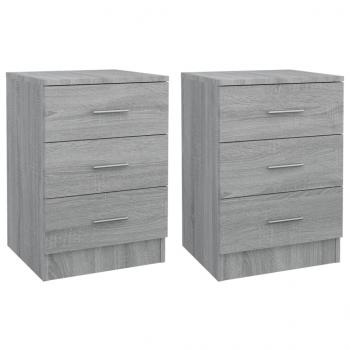 Nachttische 2 Stk. Grau Sonoma 38x35x56 cm Holzwerkstoff