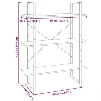 Bücherregal Braun Eichen-Optik 80x30x105 cm Holzwerkstoff