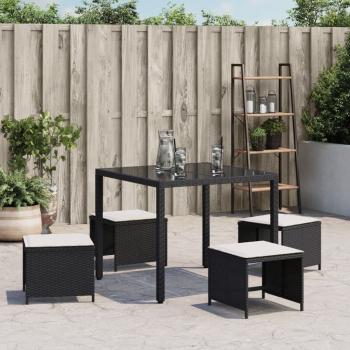 Gartenhocker mit Kissen 4 Stk. Schwarz 41x41x36 cm Poly Rattan