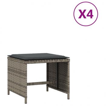 ARDEBO.de - Gartenhocker mit Kissen 4 Stk. Grau 41x41x36 cm Poly Rattan