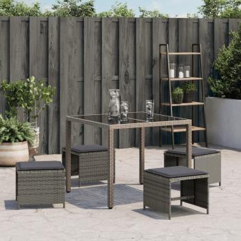 Gartenhocker mit Kissen 4 Stk. Grau 41x41x36 cm Poly Rattan