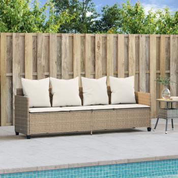 Sonnenliege mit Kissen Beige Poly Rattan