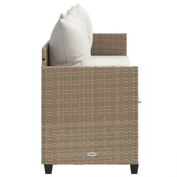 Sonnenliege mit Kissen Beige Poly Rattan