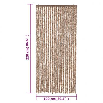 Fliegenvorhang Beige und Dunkelbraun 100x220 cm Chenille