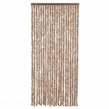 Fliegenvorhang Beige und Dunkelbraun 90x220 cm Chenille