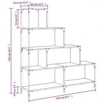 Bücherregal 4 Etagen Sonoma-Eiche 139x33,5x149 cm Holzwerkstoff