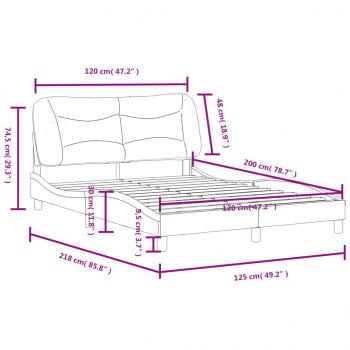 Bettgestell mit Kopfteil Hellgrau 120x200 cm Stoff