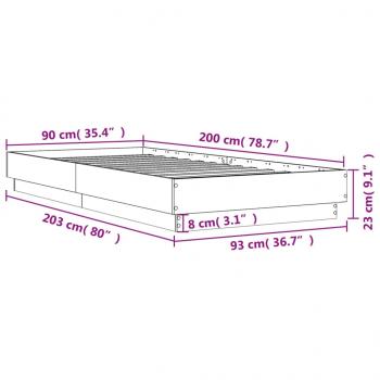 Bettgestell Grau Sonoma 90x200 cm Holzwerkstoff