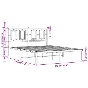 Bettgestell mit Kopfteil Metall Schwarz 135x190 cm