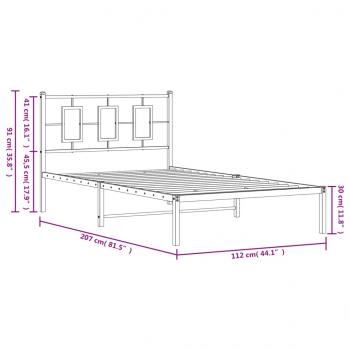 Bettgestell mit Kopfteil Metall Schwarz 107x203 cm