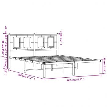 Bettgestell mit Kopfteil Metall Weiß 135x190 cm