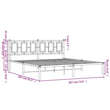 Bettgestell mit Kopfteil Metall Weiß 180x200 cm