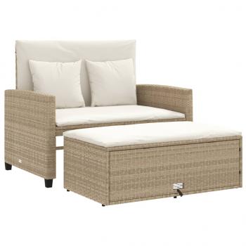 ARDEBO.de - Gartensofa mit Kissen 2-Sitzer Beige Poly Rattan