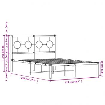 Bettgestell mit Kopfteil Metall Weiß 120x190 cm