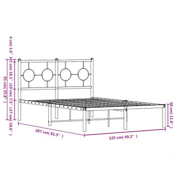 Bettgestell mit Kopfteil Metall Schwarz 120x200 cm