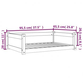 Hundebett Wachsbraun 95,5x65,5x28 cm Massivholz Kiefer