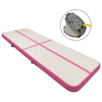 ARDEBO.de - Aufblasbare Gymnastikmatte mit Pumpe 500x100x15 cm PVC Rosa