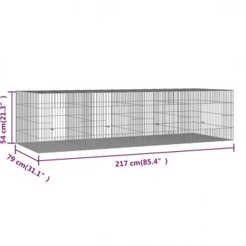 Kaninchenkäfig 4 Paneele 217x79x54 cm Verzinktes Eisen