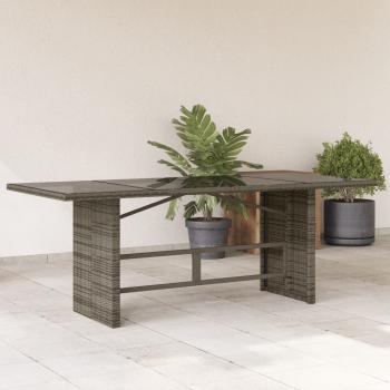 ARDEBO.de - Gartentisch mit Glasplatte Grau 190x80x74 cm Poly Rattan