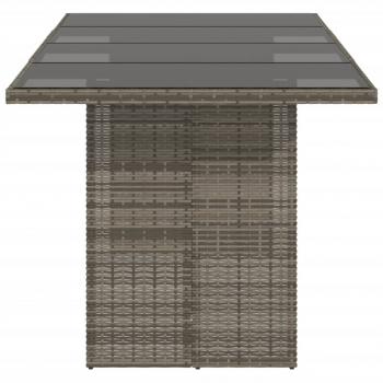 Gartentisch mit Glasplatte Grau 190x80x74 cm Poly Rattan