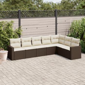 ARDEBO.de - 7-tlg. Garten-Sofagarnitur mit Kissen Braun Poly Rattan