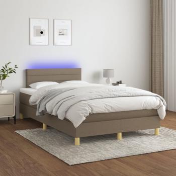 Boxspringbett mit Matratze & LED Taupe 120x190 cm Stoff