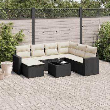 ARDEBO.de - 8-tlg. Garten-Sofagarnitur mit Kissen Schwarz Poly Rattan