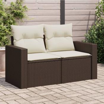 ARDEBO.de - Gartensofa mit Kissen 2-Sitzer Braun Poly Rattan