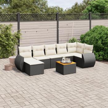 ARDEBO.de - 8-tlg. Garten-Sofagarnitur mit Kissen Schwarz Poly Rattan