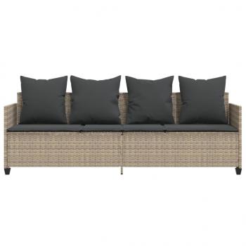 Sonnenliege mit Kissen Hellgrau Poly Rattan