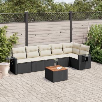 ARDEBO.de - 7-tlg. Garten-Sofagarnitur mit Kissen Schwarz Poly Rattan