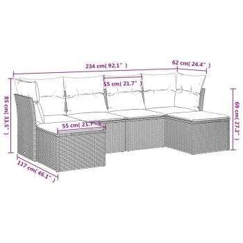 6-tlg. Garten-Sofagarnitur mit Kissen Schwarz Poly Rattan