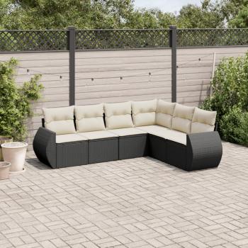 ARDEBO.de - 6-tlg. Garten-Sofagarnitur mit Kissen Schwarz Poly Rattan