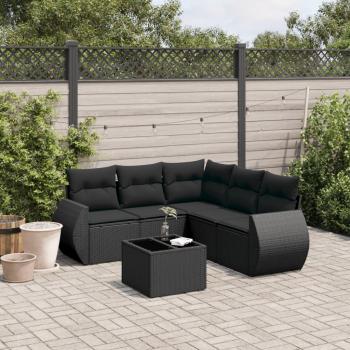 ARDEBO.de - 6-tlg. Garten-Sofagarnitur mit Kissen Schwarz Poly Rattan