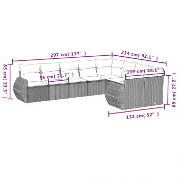 9-tlg. Garten-Sofagarnitur mit Kissen Schwarz Poly Rattan