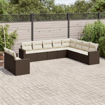 ARDEBO.de - 10-tlg. Garten-Sofagarnitur mit Kissen Braun Poly Rattan