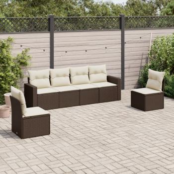 ARDEBO.de - 6-tlg. Garten-Sofagarnitur mit Kissen Braun Poly Rattan