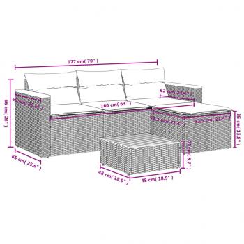 3-tlg. Garten-Sofagarnitur mit Kissen Beige Poly Rattan