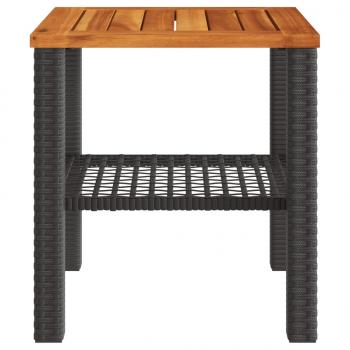 Gartentisch Schwarz 40x40x42 cm Poly Rattan Akazienholz