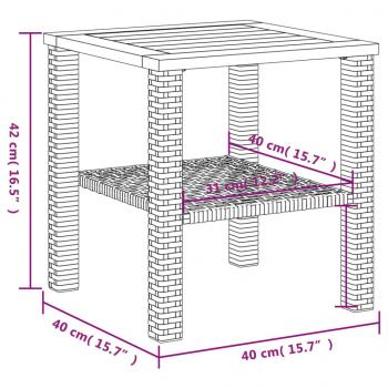 Gartentisch Schwarz 40x40x42 cm Poly Rattan Akazienholz