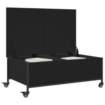 Couchtisch mit Rollen Schwarz 91x55x34 cm Holzwerkstoff