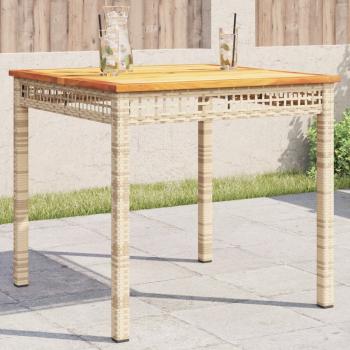 ARDEBO.de - Gartentisch Beige 80x80x75 cm Poly Rattan Akazienholz