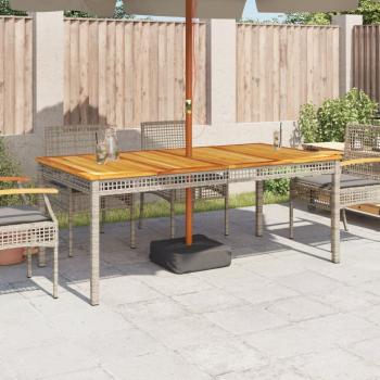 Gartentisch Grau 180x90x75 cm Poly Rattan Akazienholz