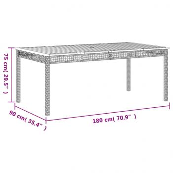 Gartentisch Grau 180x90x75 cm Poly Rattan Akazienholz