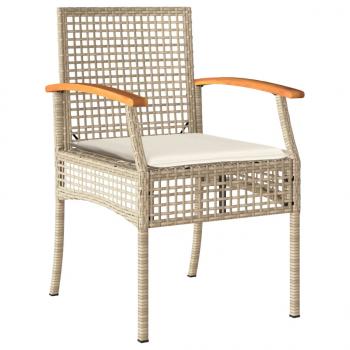 4-tlg. Garten-Lounge-Set mit Kissen Beige Poly Rattan