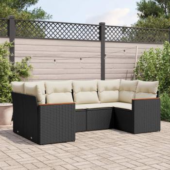 ARDEBO.de - 6-tlg. Garten-Sofagarnitur mit Kissen Schwarz Poly Rattan