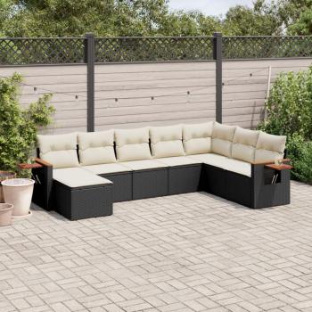 ARDEBO.de - 8-tlg. Garten-Sofagarnitur mit Kissen Schwarz Poly Rattan