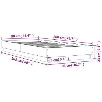 Bettgestell Sonoma-Eiche 90x200 cm Holzwerkstoff